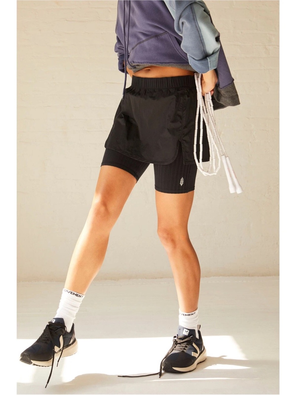 FREE PEOPLE Movement Daisy Ribbed Shorts Skort Size Large